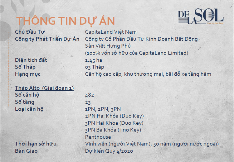Tổng quan dự &aacute;n De La Sol Quận 4